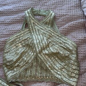 Selling green halter neck lehenga